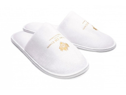 WHITE, VELOURS SLIPPERS WITH COVERED TOES VDC
