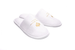 WHITE, VELOURS SLIPPERS WITH COVERED TOES VDC