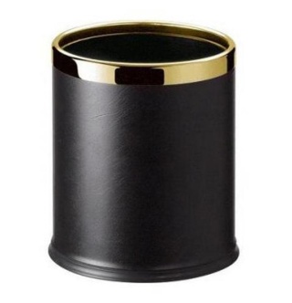 HOTEL WASTEBIN ECOLEATHER WITH GOLD HOOP DB736A-Z
