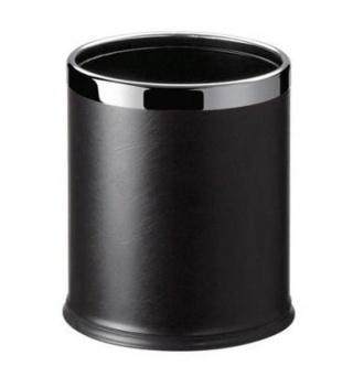 HOTEL WASTEBIN ECOLEATHER WITH SILVER HOOP DB736A-S